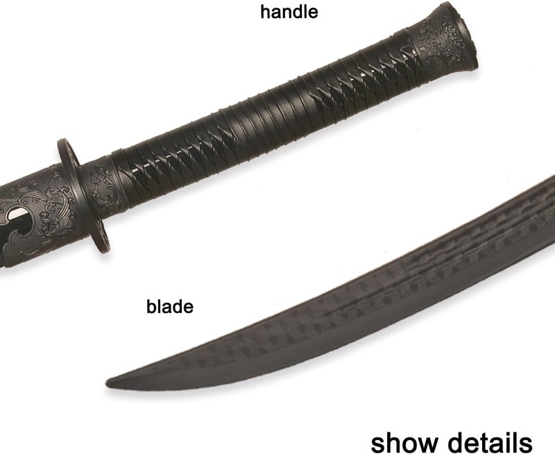Sword fort 39" سيف كاتانا للتدريب من البولي بروبيلين، أسود مزين بنمط التنين من أسلوب سلالة تانغ الصينية مع غمد وخرز - Image 3